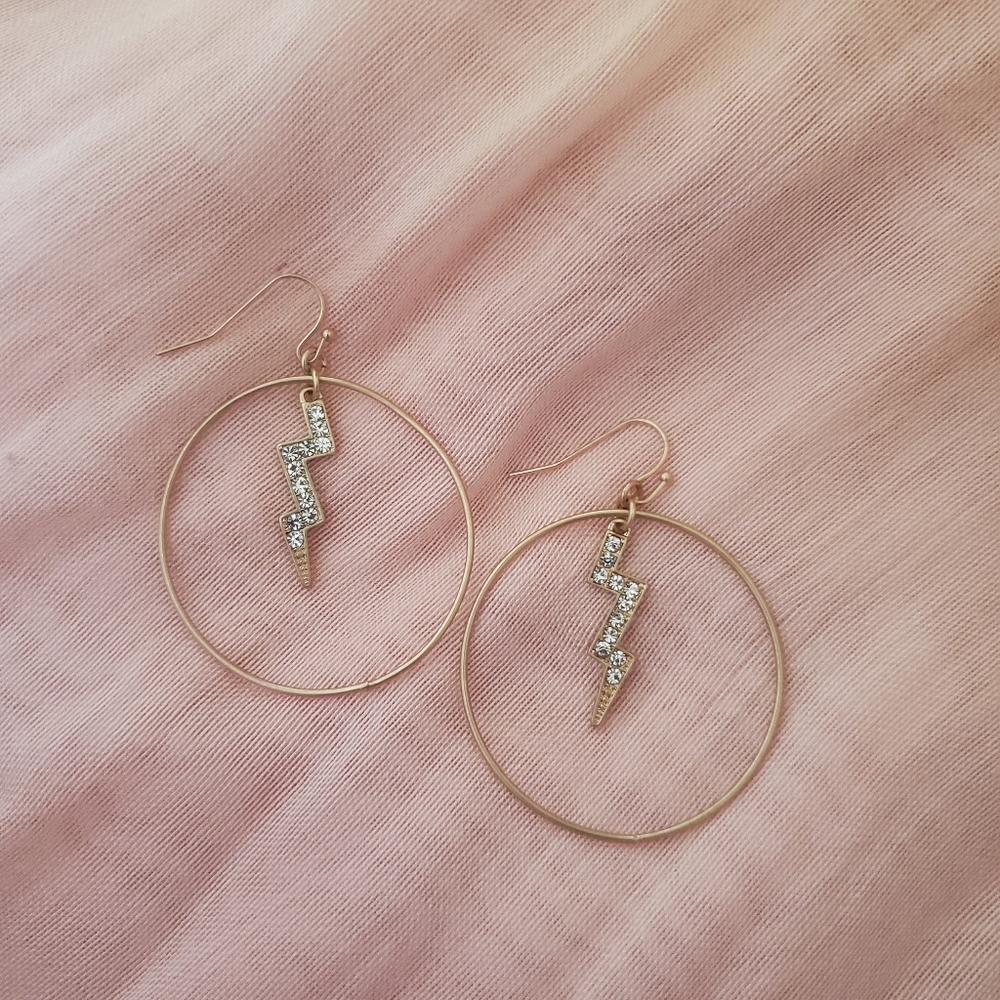 Gold lightning bolt hoop earrings